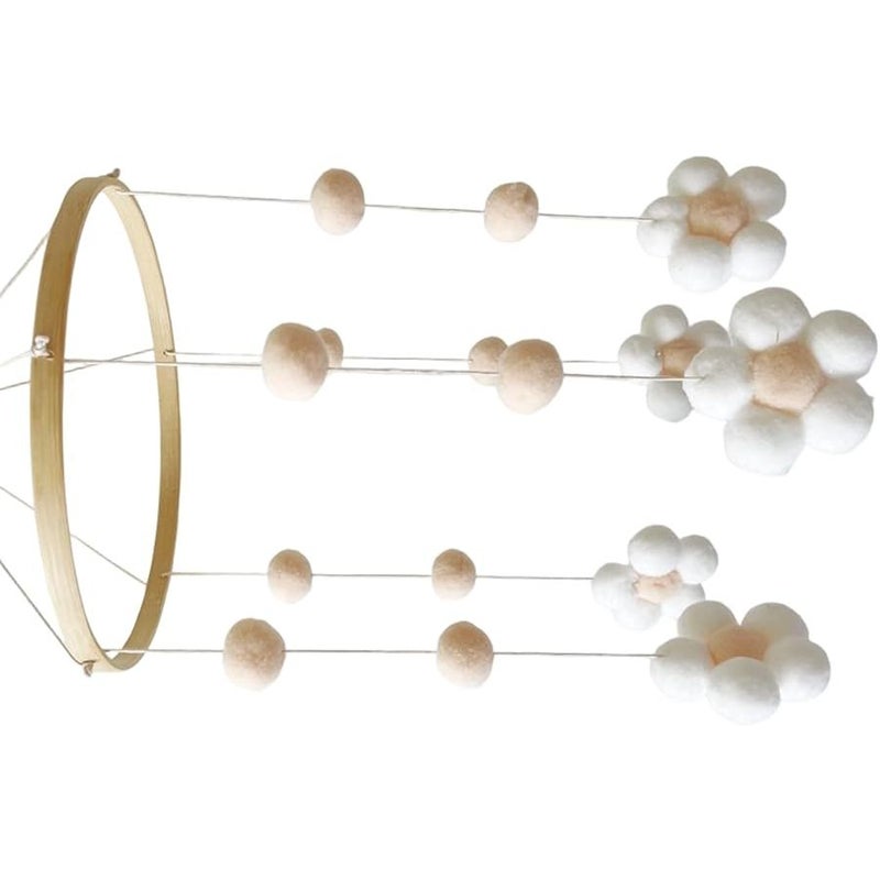 Stone Felt Flower Crib Mobile for Baby Boys Girls Infant Nursery Decoration Hanging Toy - Image 1