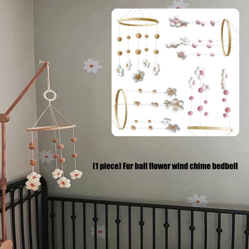 Stone Felt Flower Crib Mobile for Baby Boys Girls Infant Nursery Decoration Hanging Toy - Image 3