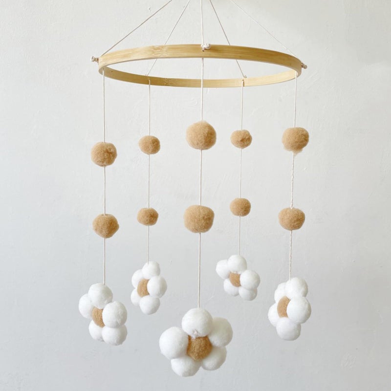 Stone Felt Flower Crib Mobile for Baby Boys Girls Infant Nursery Decoration Hanging Toy - Image 4