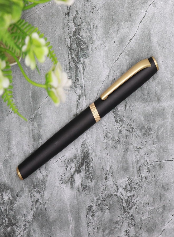 CrownLit Premium Metal Rollerball Pen, Black and Golden, Magnetic Cap, Smooth Writing Pen - Image 4