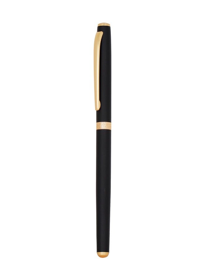 CrownLit Premium Metal Rollerball Pen, Black and Golden, Magnetic Cap, Smooth Writing Pen - Image 1