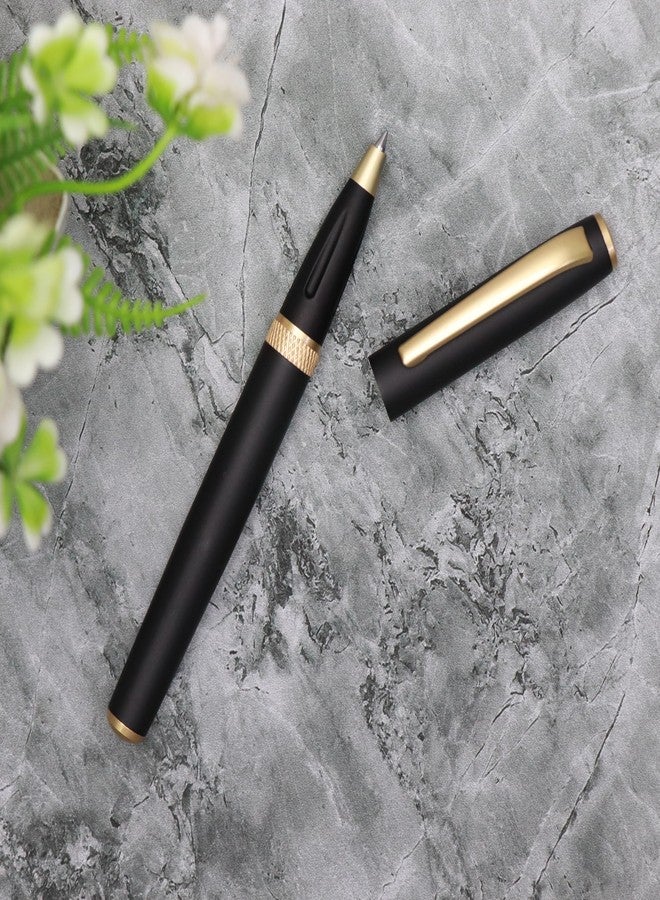 CrownLit Premium Metal Rollerball Pen, Black and Golden, Magnetic Cap, Smooth Writing Pen - Image 5