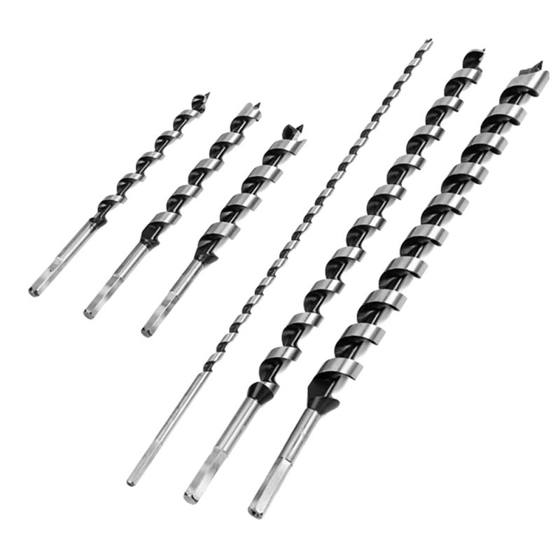 Beavorty Hex Shank Auger Drill Bit Set Wood Drilling Tool with Spiral Flute Fast Cutting for Hardwood Carpentry Woodwork 6pcs (6/8/10/12/14/16mm*230mm) - Image 1