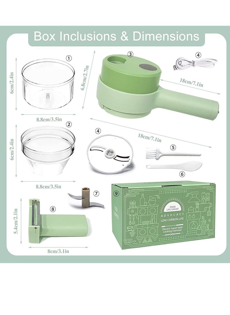 ELTRAZONE 4 in 1 Handheld Electric Vegetable Cutter Set, Portable Mini Wireless Food Processor with Brush, Gatling Vegetable Cutter Electric Garlic Chopper for Garlic Pepper Chili Onion Celery Ginger Meat  - Image 2