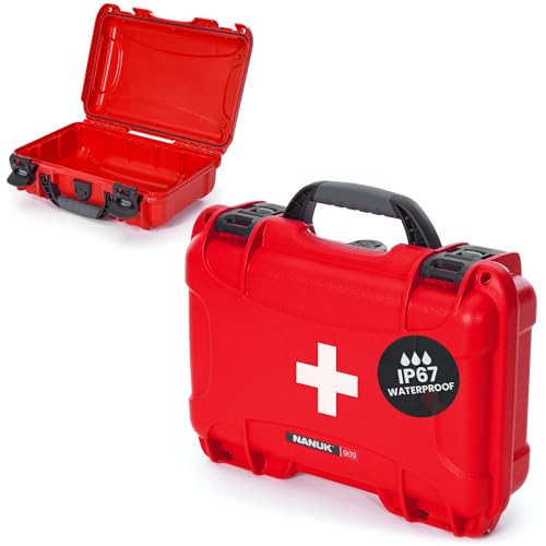 NANUK 909 Waterproof First Aid Box Empty Durable Medical First Aid Organizer Case IP67Rated Dustproof ImpactResistant and Floats 114 x 70 x 37 Red - Image 2