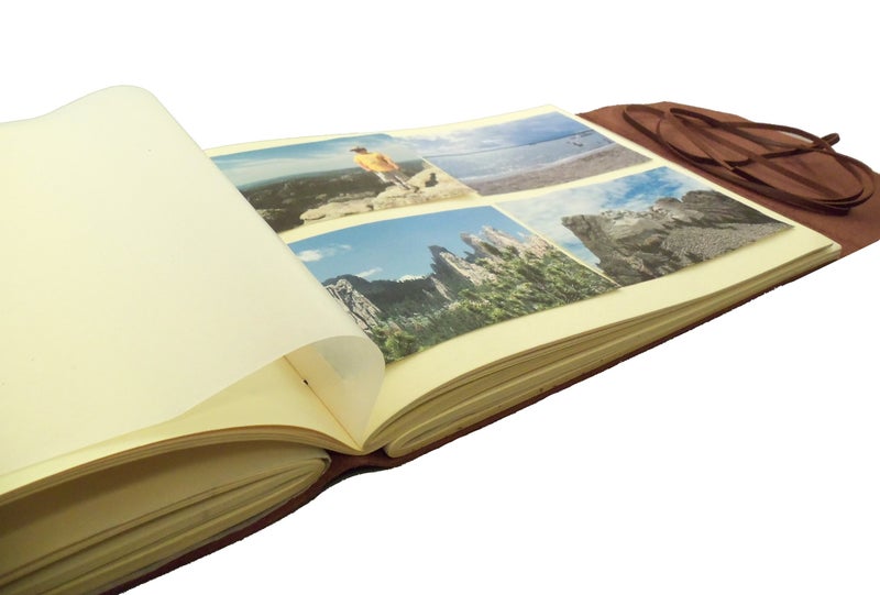 Rustic Ridge Leather Large Genuine Leather Photo Album with Gift Box - Scrapbook Style Pages - Holds 400 4x6" or 200 5x7" Photos - Dark Brown - Image 5