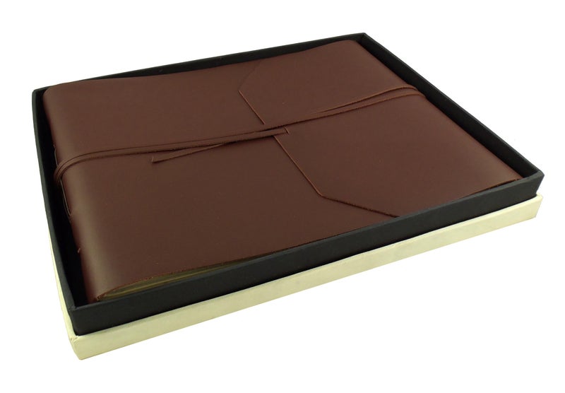 Rustic Ridge Leather Large Genuine Leather Photo Album with Gift Box - Scrapbook Style Pages - Holds 400 4x6" or 200 5x7" Photos - Dark Brown - Image 3
