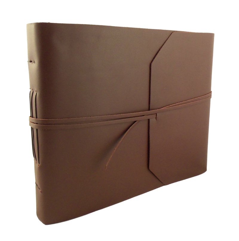 Rustic Ridge Leather Large Genuine Leather Photo Album with Gift Box - Scrapbook Style Pages - Holds 400 4x6" or 200 5x7" Photos - Dark Brown - Image 1