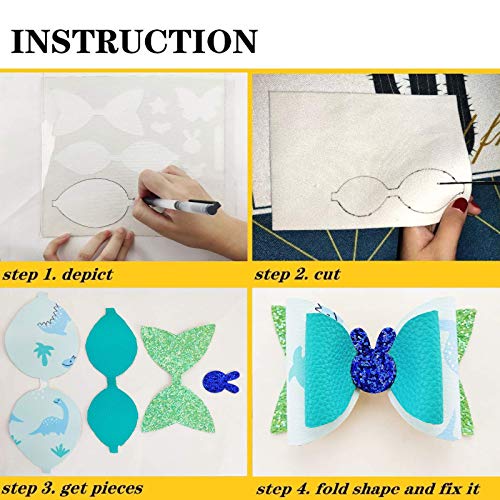 SHUANGART Reusable Large Size Bows Making Template, Add Two A4 Size Faux Leather Sheets for DIY Practice,Make 4inch(10cm) Hair Bows Stencil Cutting Dies - Image 5