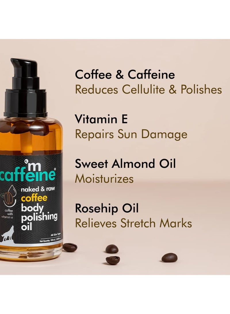 إم كافيين زيت الجسم برائحة القهوة للبشرة الجافة للنساء والرجال | زيت مرطب للجسم برائحة الاسترخاء لبشرة ناعمة ومشرقة ومشرقة (100 مل) - Image 2