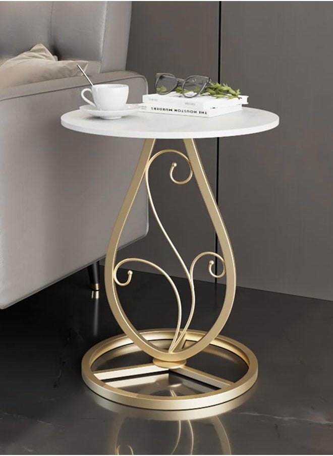 GoldenLike End Table,Round Coffee Table,Modern Sofa Side Table,Bedside Table with Metal-Base,Small Corner Table,for Living Room/Bedroom/Home Office(Style-B)  - Image 1