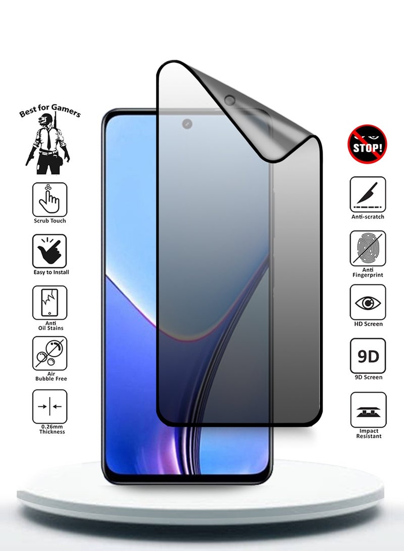 Wtech Realme V50 / V50s 5G 2023 Nano Ceramic Privacy Full Glue Full Cover Matte Flexible Screen Protector (MSCNMP) - Clear/Black - Image 2