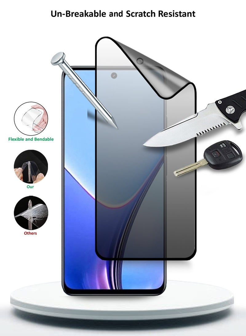 Wtech Realme V50 / V50s 5G 2023 Nano Ceramic Privacy Full Glue Full Cover Matte Flexible Screen Protector (MSCNMP) - Clear/Black - Image 4