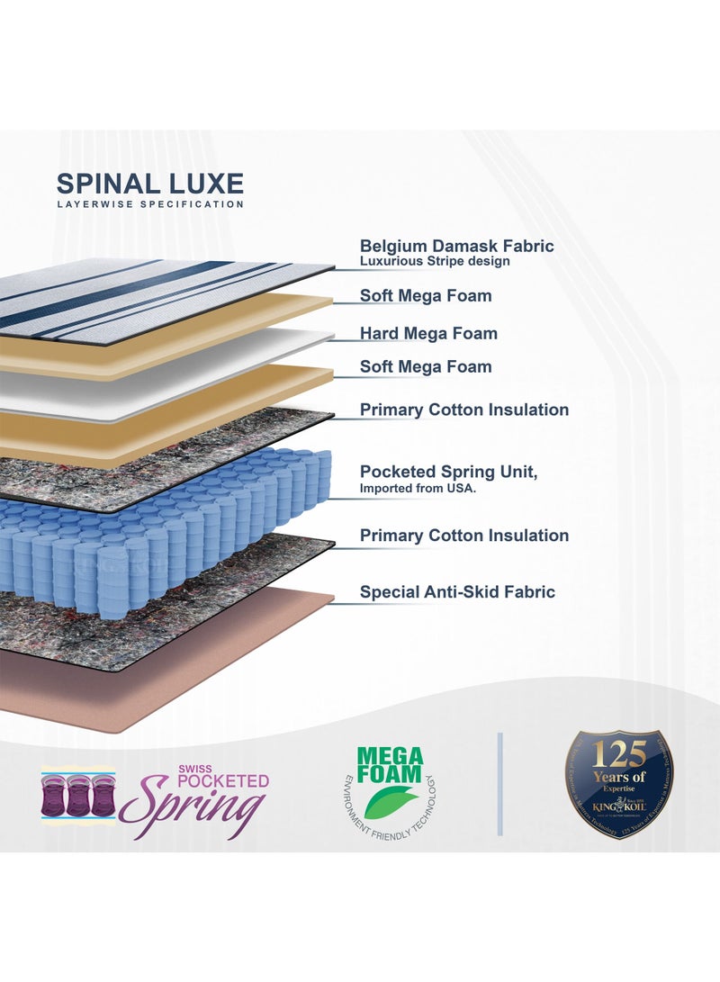 KING KOIL Spinal Luxe Pocket Spring Mattress 152x203x24 CM, Medium Firm Queen Mattress | Mattress in a Box - Image 3