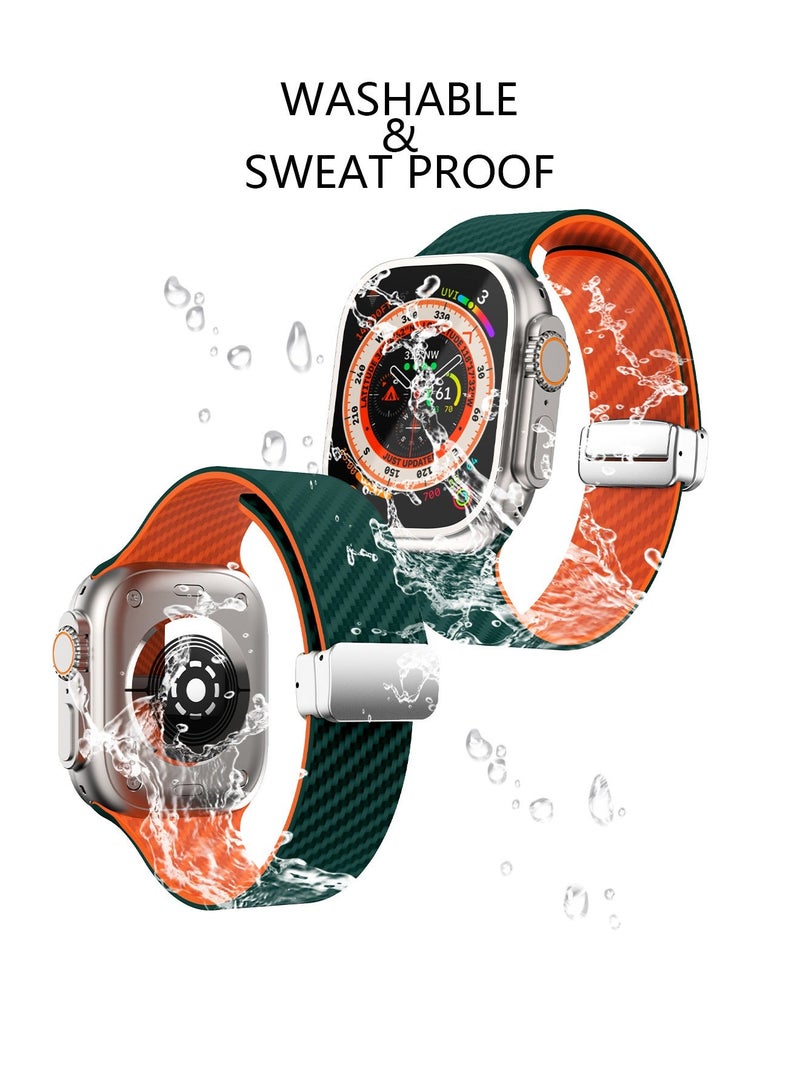 X-level Bands Compatible with Apple Watch 42mm 44mm 45mm 49mm Series 9/8/7/SE/6/5/4/3/2/1 IWatch Ultra/Ultra 2/ Silicone Strap With Magnetic folding Buckle, Quick Release Silicone Straps for Women Men - Image 4