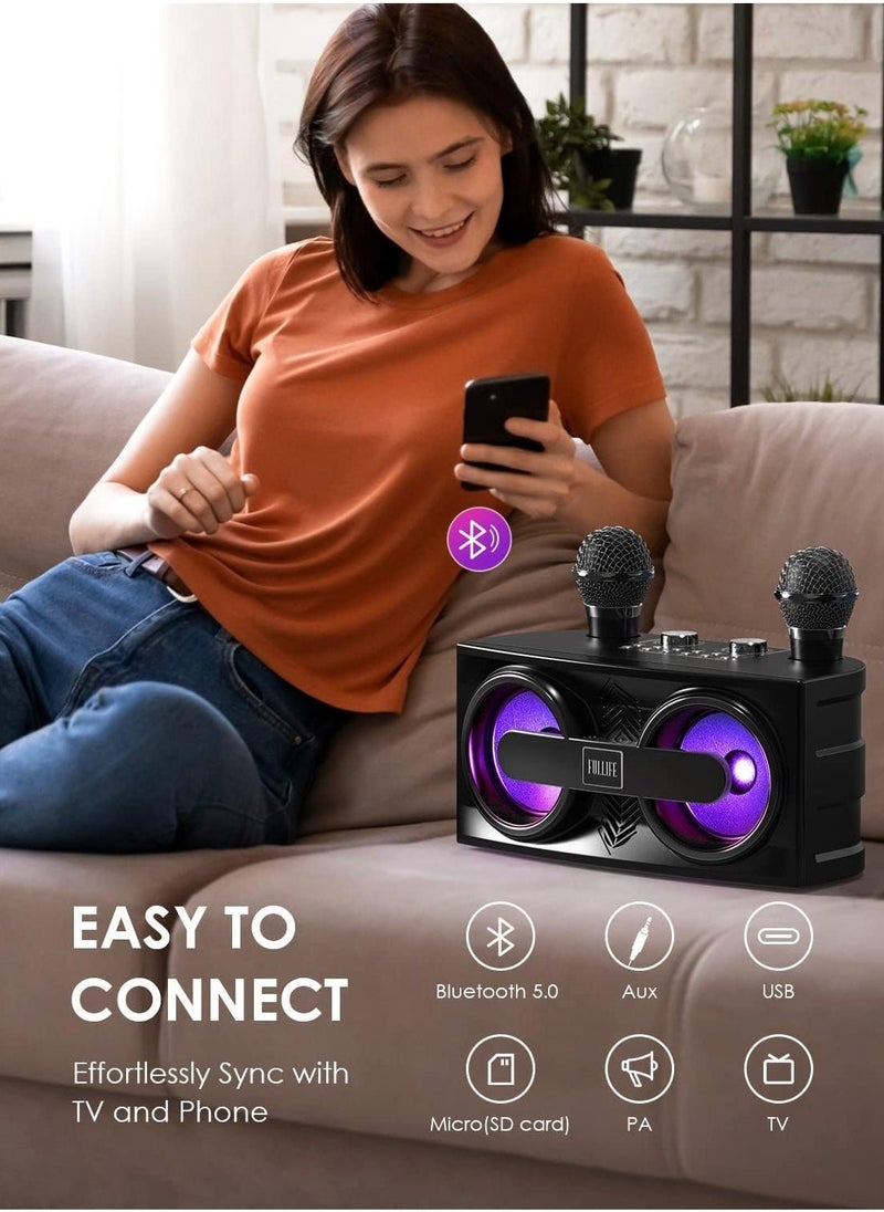 JAJEEK Karaoke Machine with 2 UHF Wireless Microphones for Adults & Kids | Portable Bluetooth PA Speaker System with LED Lights, Echo, Bass Adjustment, & Vocal Cut | Ideal for Home Parties, Meetings, & Weddings - Image 4