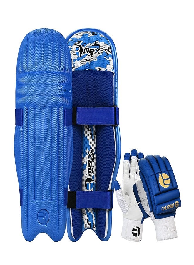 Rmax Royal Blue Cricket Batting Legguard & Royal Blue Gloves Combo for Men - Image 2