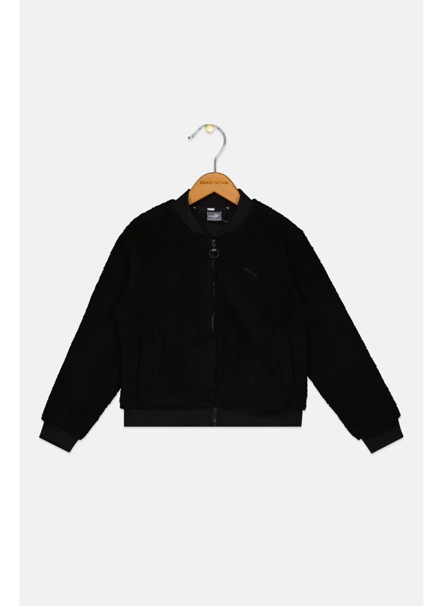 PUMA Kids Girl Regular Fit Faux Fur Jacket, Black  - Image 1