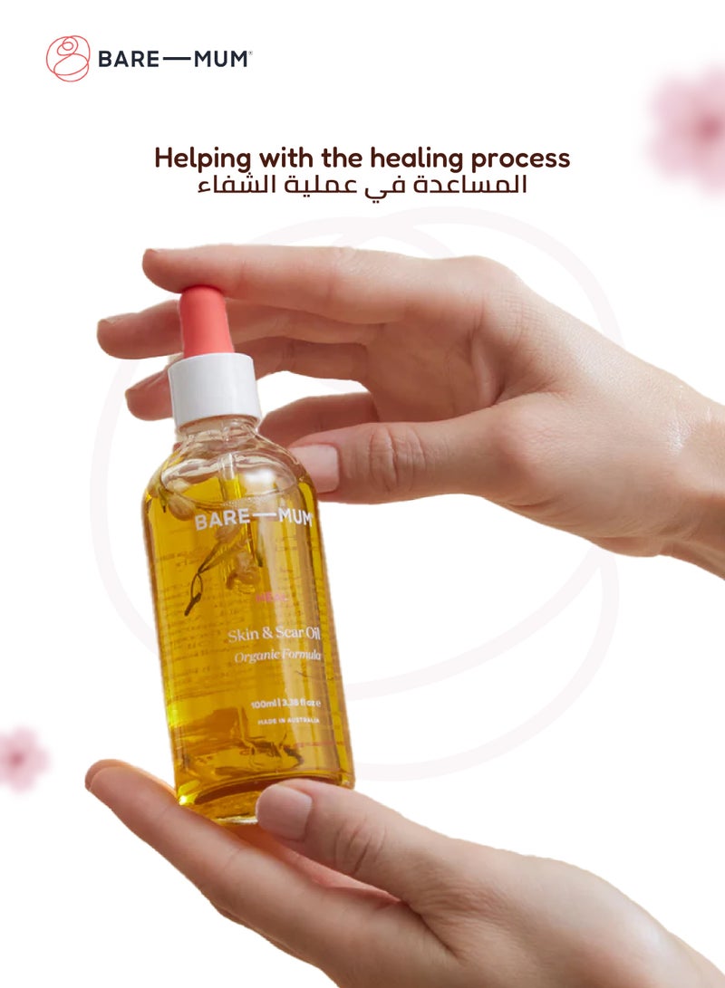 BARE-MUM Skin & Scar Oil | Organic Formula | Fast Absorbing | Non-Greasy | Reduces Stretch Marks & Scars | Hydrates & Nourishes Skin | 100ml | Natural Ingredients - Image 5