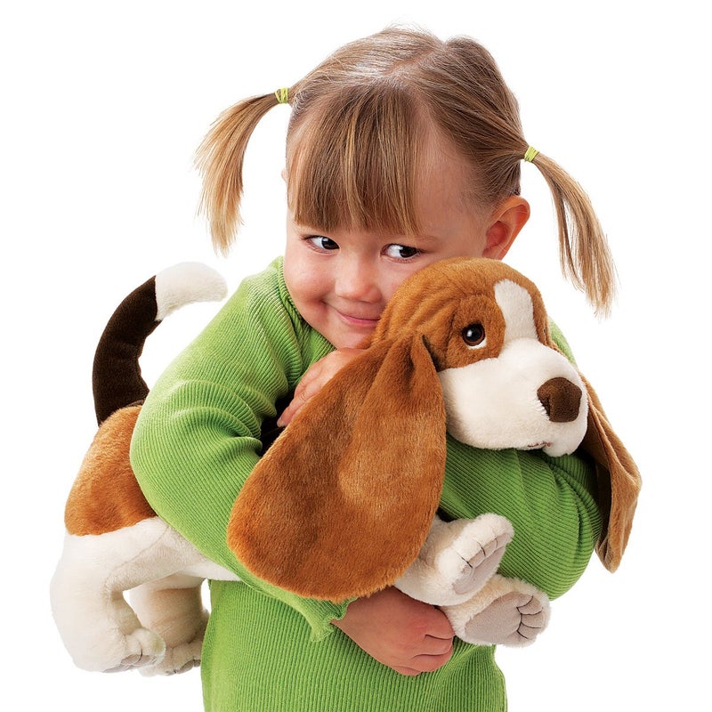 Folkmanis Basset Hound Hand Puppet , Brown, White, Black - Image 3