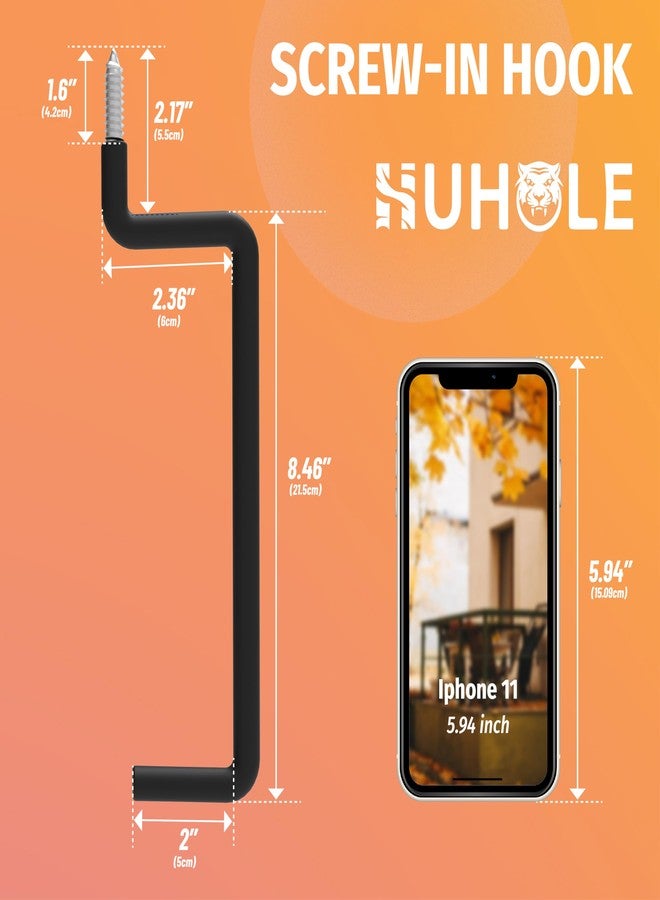 HUHOLE Ladder Hooks 4 Pack Wall Hangers - Ideal for Garage Storage: Ladder, Chair, Cord, Hose, Wheelbarrow - Image 3