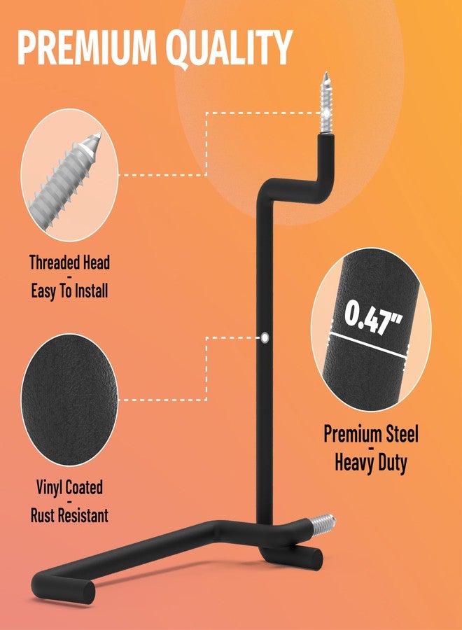 HUHOLE Ladder Hooks 4 Pack Wall Hangers - Ideal for Garage Storage: Ladder, Chair, Cord, Hose, Wheelbarrow - Image 2