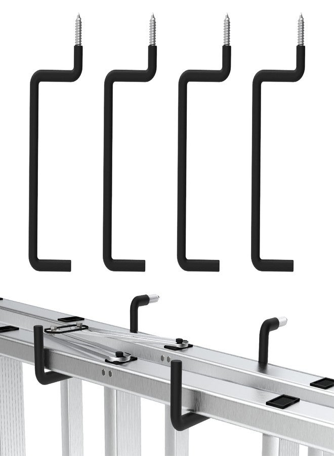 HUHOLE Ladder Hooks 4 Pack Wall Hangers - Ideal for Garage Storage: Ladder, Chair, Cord, Hose, Wheelbarrow - Image 1