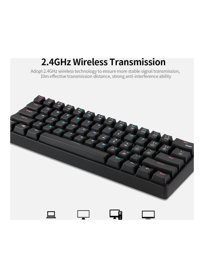 Loquat 61 Keys Usb Wired 2.4g Wireless Dual Mode Mechanical Keyboard With Rgb Effect Black  - Image 4