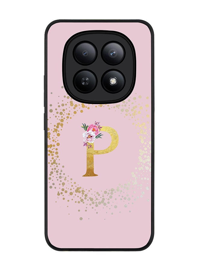 For Xiaomi Redmi Note 15 5G / Poco M8 Case,Slim fit Camera Protection, Shockproof Thin Phone cover  - Custom Monogram Floral - P  (Pink )