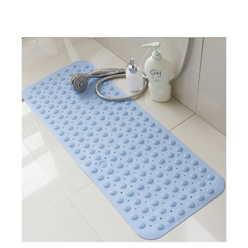 VDHJA Anti Slip Rubber Bath Mat with Suction Cup Light Blue 100x40 cm - Image 1
