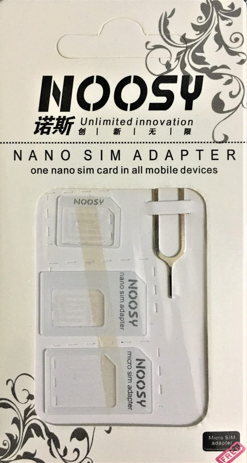 SIM Card Adapter 4 in 1 Nano Micro Standard Sim Adaptor with Mobile Sim Ejector pin (2 Pack) (White)