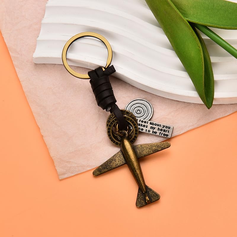 Kefley Antique Aircraft Airplane Keychain Charms Jet Aviation Key Chain Accessories Travel Related Gifts for Travel Lover Pilot Flight Crew Attendant Gifts for Stewardess Steward Aviation Graduation Gift - Image 3