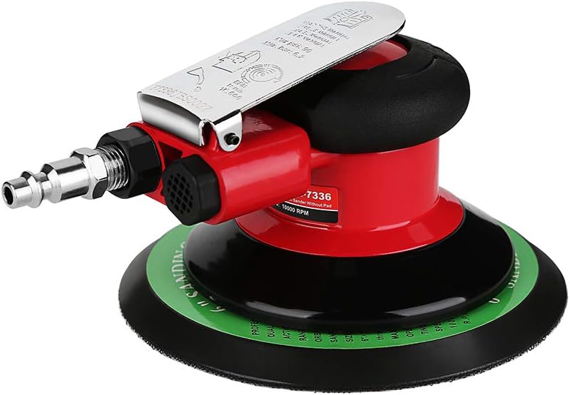 Valianto 6" Professional Air Random Orbital Palm Sander, Heavy Duty Dual Action Pneumatic Sander - Image 2