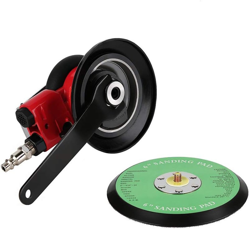 Valianto 6" Professional Air Random Orbital Palm Sander, Heavy Duty Dual Action Pneumatic Sander - Image 5