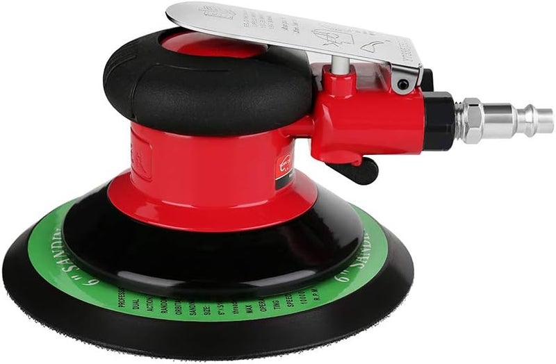 Valianto 6" Professional Air Random Orbital Palm Sander, Heavy Duty Dual Action Pneumatic Sander - Image 1