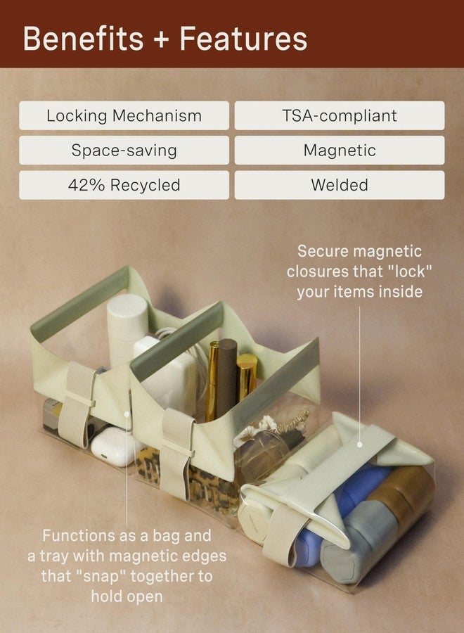 Cadence Parcel - Clear Dopp Kit with Magnetic Closure - Durable and Leak-Resistant Travel Toiletry Kit - TSA-Compliant & Modular Design - Hygiene Bag for Travel Essentials - 1 Qt - Rose - Image 2