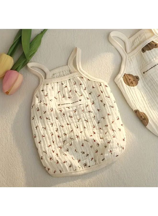 Floral Print Dog Vest Harness Soft Breathable Fabric Size S - Image 1