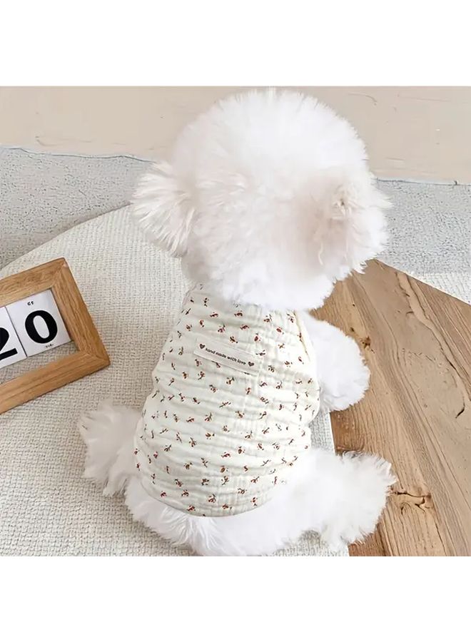 Floral Print Dog Vest Harness Soft Breathable Fabric Size S - Image 5