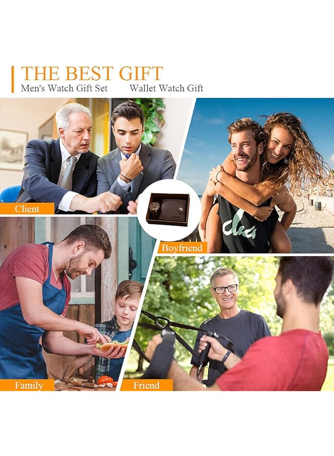 Goodern Men Gift Set Watch Wallet Set Beautifully Packaged Fashion Business Mens Watches With Men Wallet Gift Set Waterproof Quartz Watch Men Watch Set For Men Birthday Gifts Father Day Gift - Image 5