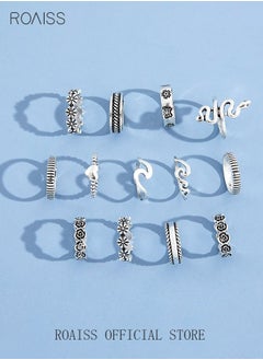 roaiss 13 Pcs Vintage Rings Set Snake Shape Heart Flowers Finger Joint Knuckle Jewellery for Women Girls Silver  - Image 4