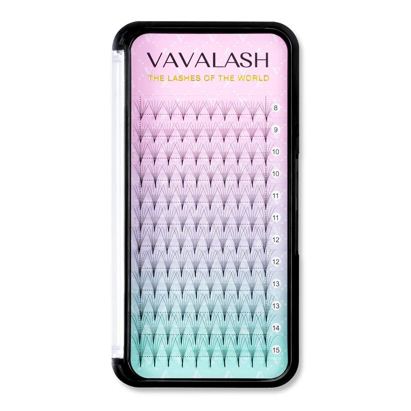 VAVALASH Eyelashes Extensions 3D 4D 5D 6D 8D 9D 10D Thickness 00701 CD Curl Eyelashes Middle Stem Long Stem Heat Bonded Premade Fans Russian Volume Lash Extensions Supplies Middle Stem 6D007C12mm