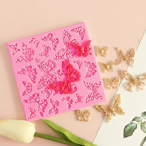Anyana Fondant Impression Mats square fondant impression lace butterfly mould Silicone imprint mold Cake Decorating Supplies for Cupcake Wedding Cake topper Decoration - Image 4