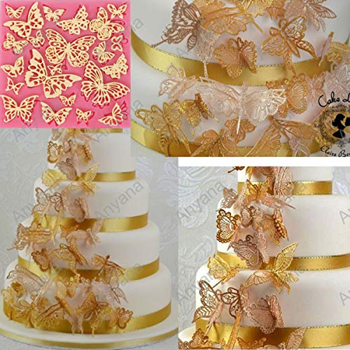 Anyana Fondant Impression Mats square fondant impression lace butterfly mould Silicone imprint mold Cake Decorating Supplies for Cupcake Wedding Cake topper Decoration - Image 5