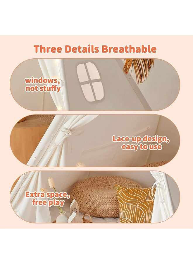 RollsTimi  Kids White Play Tent - Natural Cotton Canvas Foldable Indoor/Outdoor Playhouse for Toddlers Ages 2-6 - Image 5