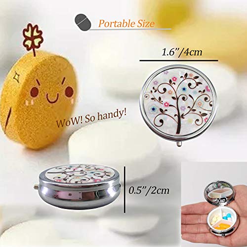 CREATIEE-PRO 6Pcs Elegant Pill Box Case, CREATIEE-PRO Portable Medicine Tablet Vitamin Holder Organizer with 3 Component for Purse Pocket Travel - Practical & Fashionable(6 Patterns, 1.6Inches) - Image 5