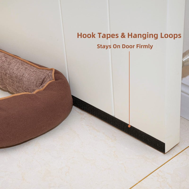 Marwood Under Door Draft Stopper 32 inch Wind Stopper for Door & Window, Weighted French Air Draft Stopper Front Door Snake Noise Blocker for Bottom of Door with Hanging Loops - Brown - Image 3