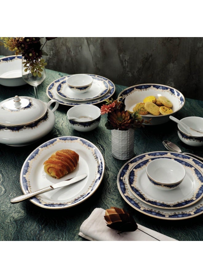Peggy Oliver Aurora Collection 21 Pcs Dinner Set | Elegant Floral Pattern In Royal Blue With Real Gold Plated Premium Porcelain | Elegant Set for Serving & Gifting - Image 5