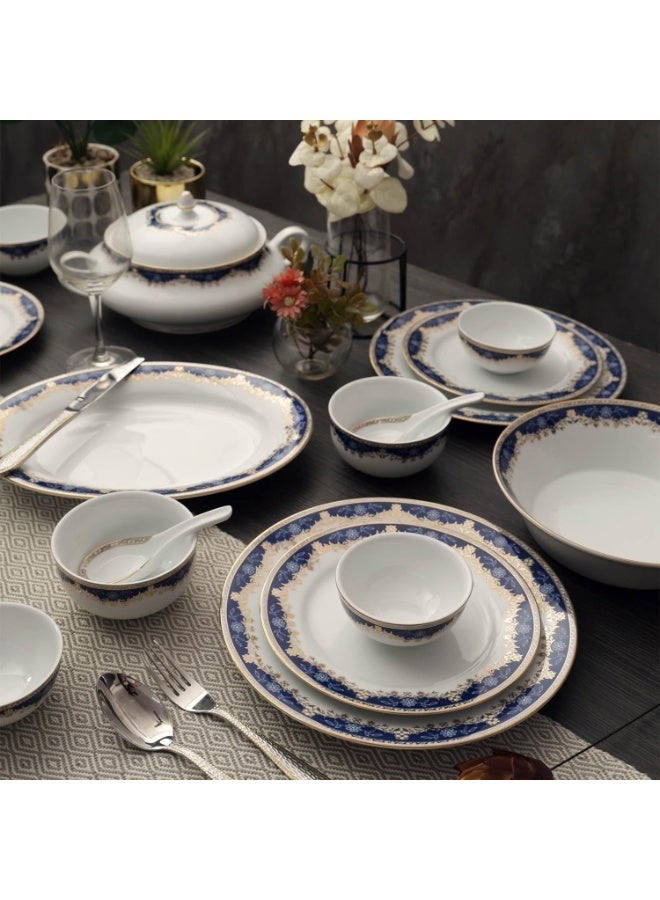 Peggy Oliver Aurora Collection 21 Pcs Dinner Set | Elegant Floral Pattern In Royal Blue With Real Gold Plated Premium Porcelain | Elegant Set for Serving & Gifting - Image 3