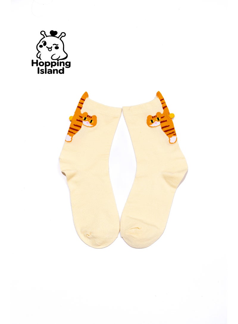 ​جَزِيرَةُ الْقَفَزَاتِ زوجان من الجوارب بنقشة بيضة قطة [HI] - Image 4