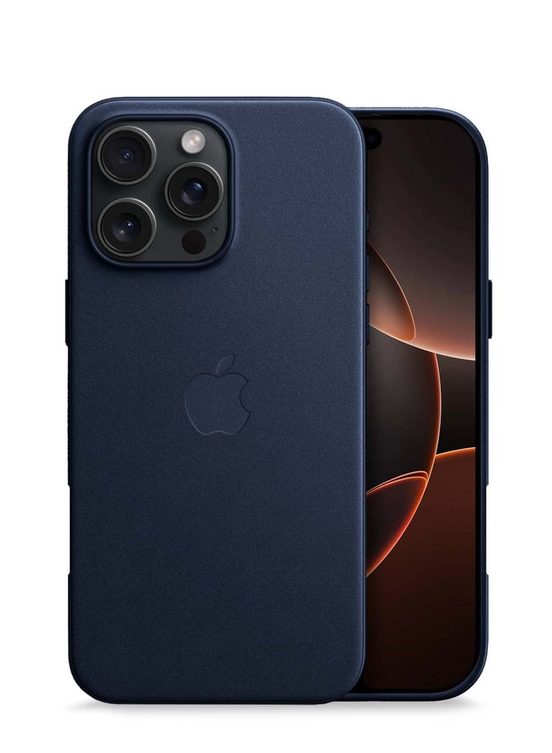 Wtech Apple iPhone 16 Pro Max 2024 Luxury Leather Magnetic Wireless Charging Case Original MagSafe Shockproof Case Cover - Navy Blue - Image 1